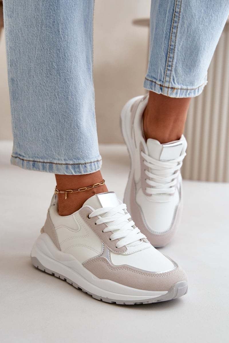 Women's platform sneakers made of eco leather white issatta