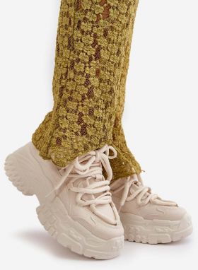 Women's sneakers on a massive sole light beige Nevela