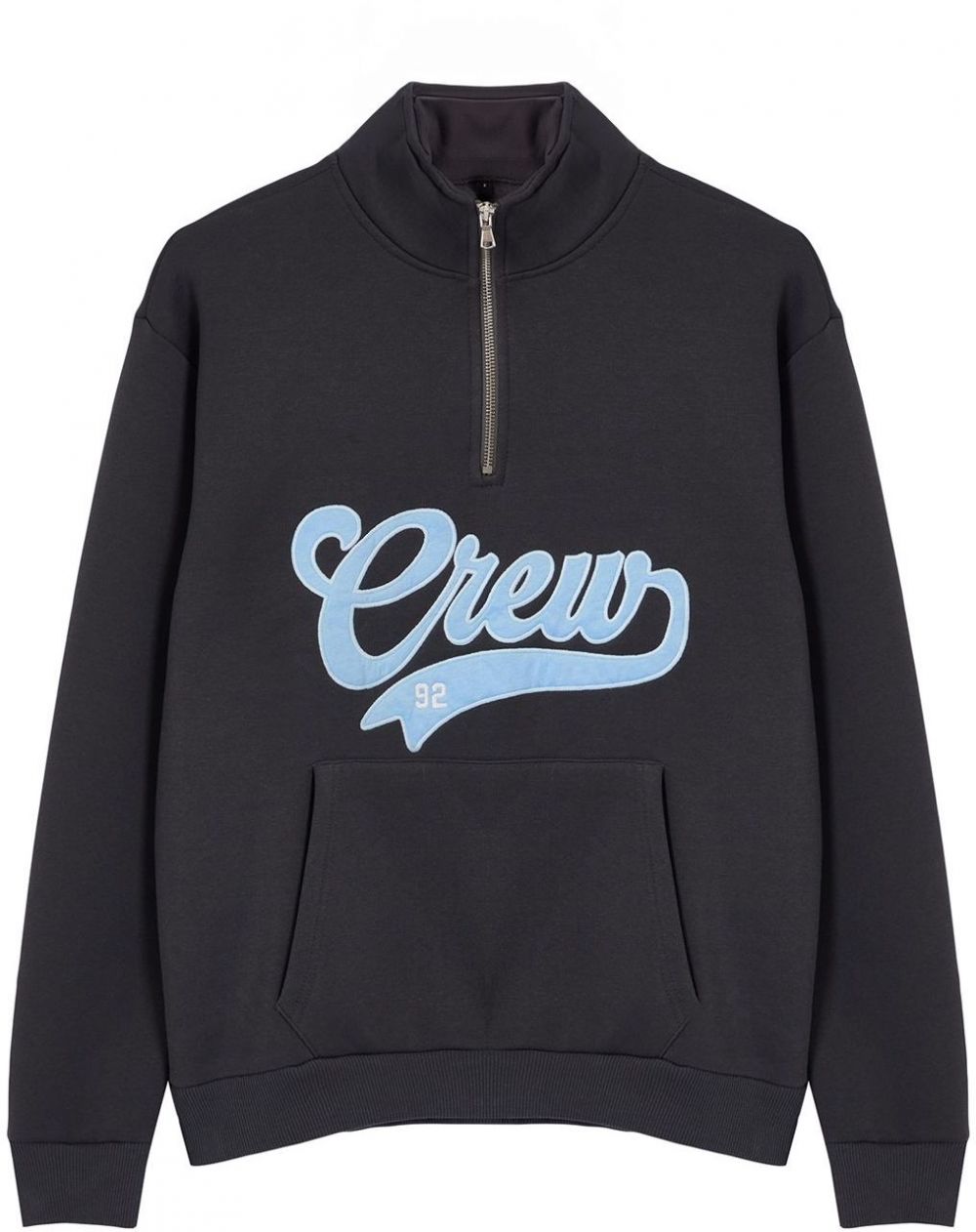 Trendyol Gray Stand-up Collar Oversize/Wide Cut Text Embroidered Sweatshirt