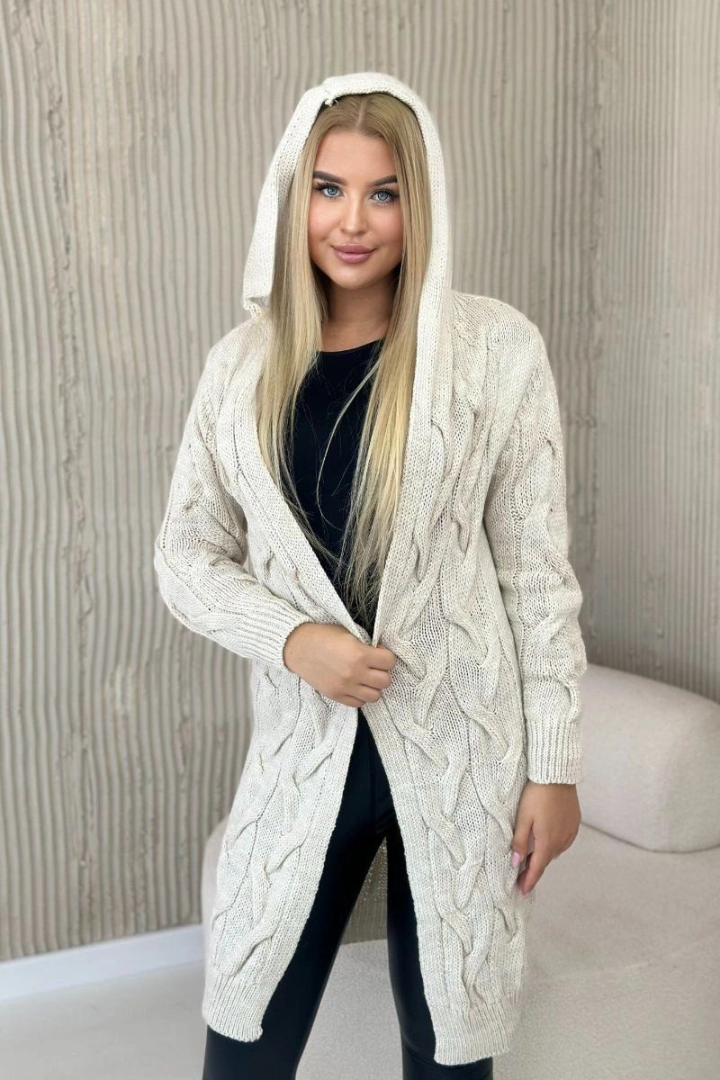 Beige cardigan with hood