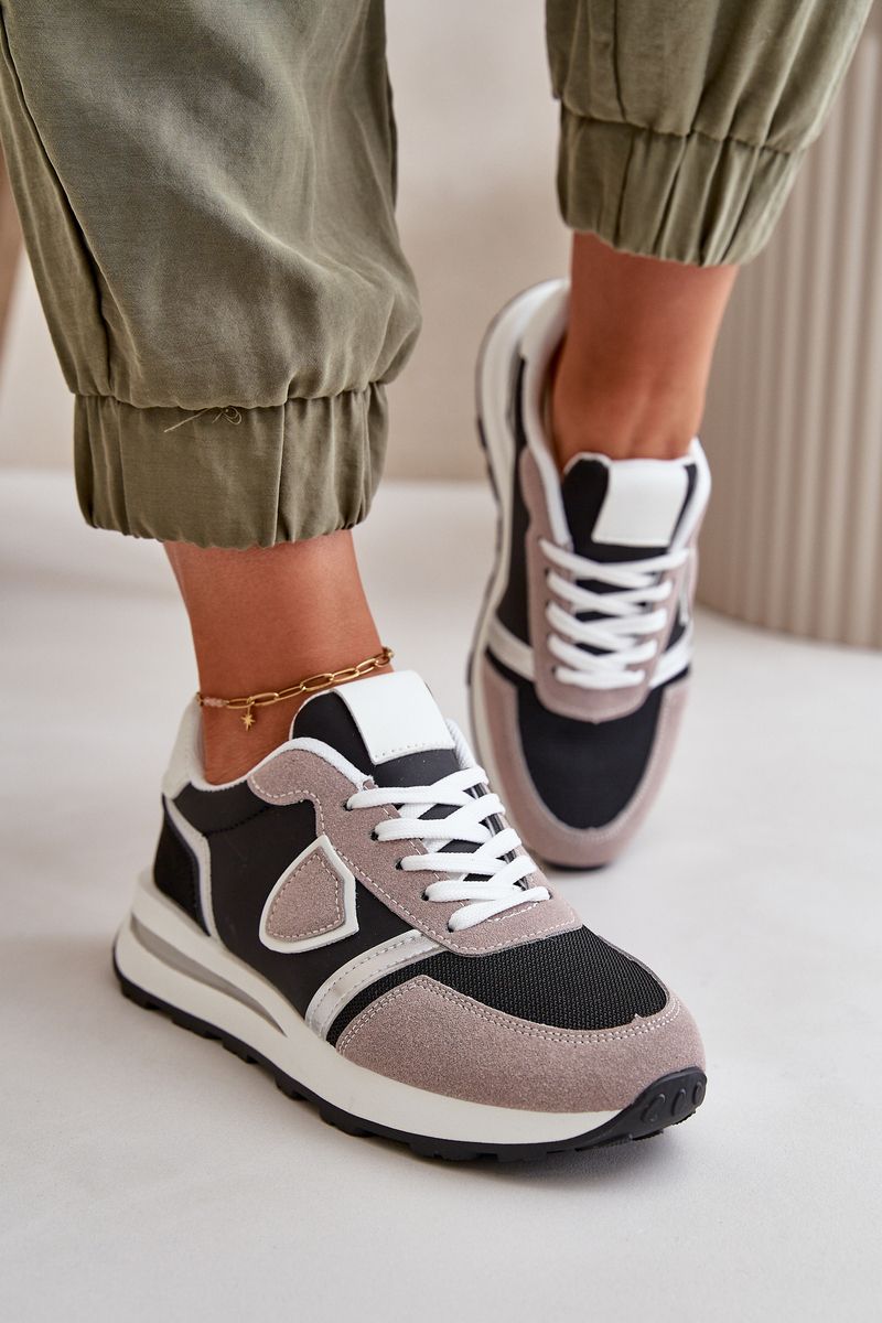 Women's sneakers with glitter black Velaniela