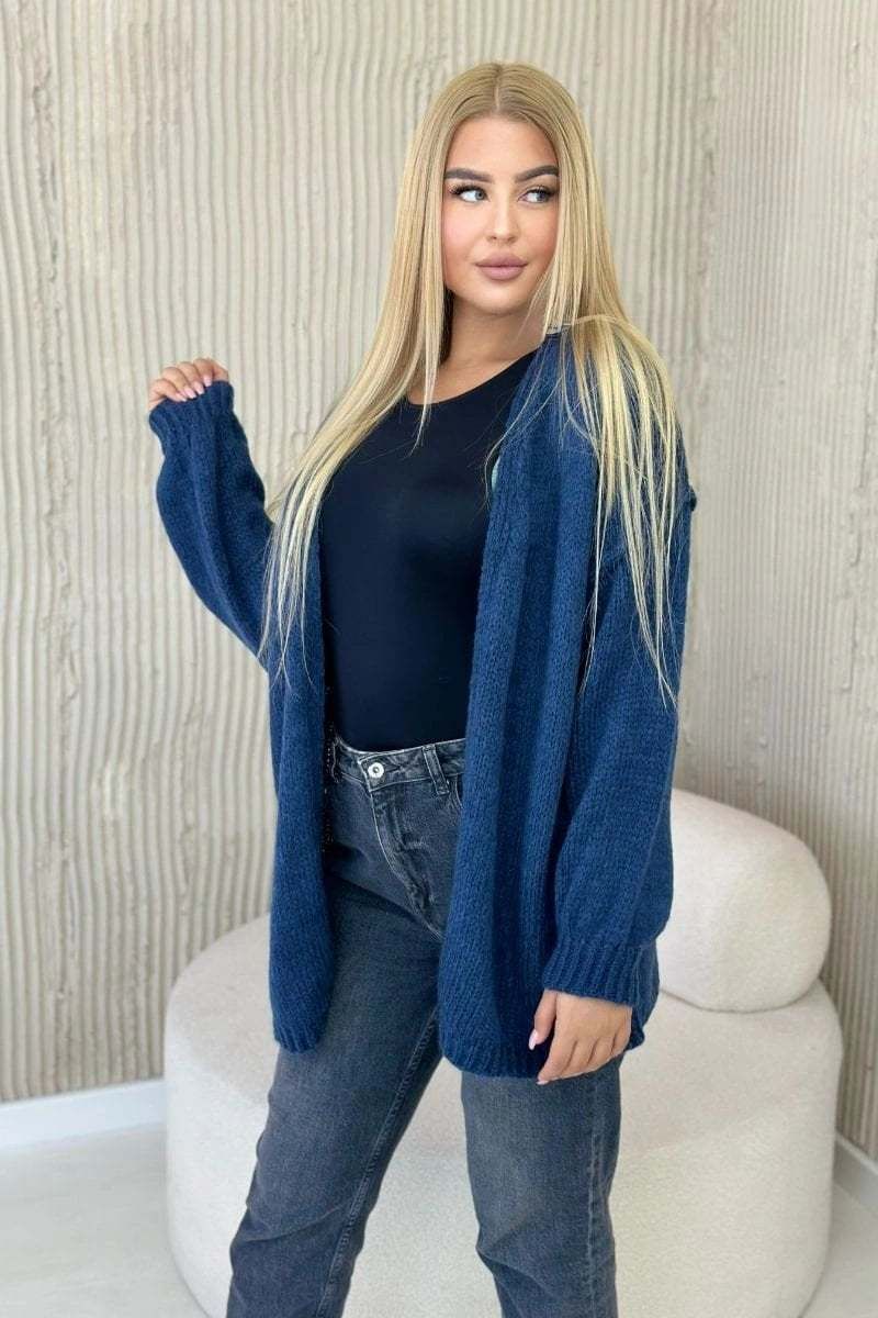 Cardigan sweater with mohair denim