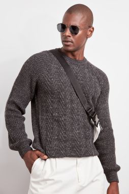 Trendyol Anthracite Slim Crew Neck Knitwear Sweater