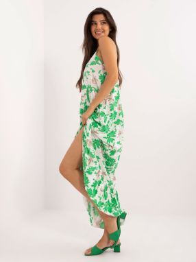 White and green long dress with straps