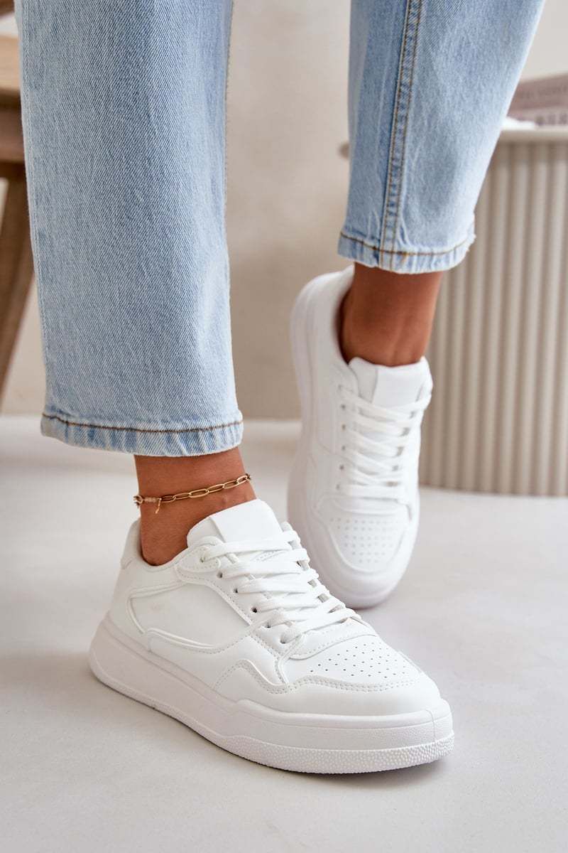 Classic women's sneakers made of eco leather white meriora