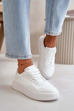 Classic women's sneakers made of eco leather white meriora