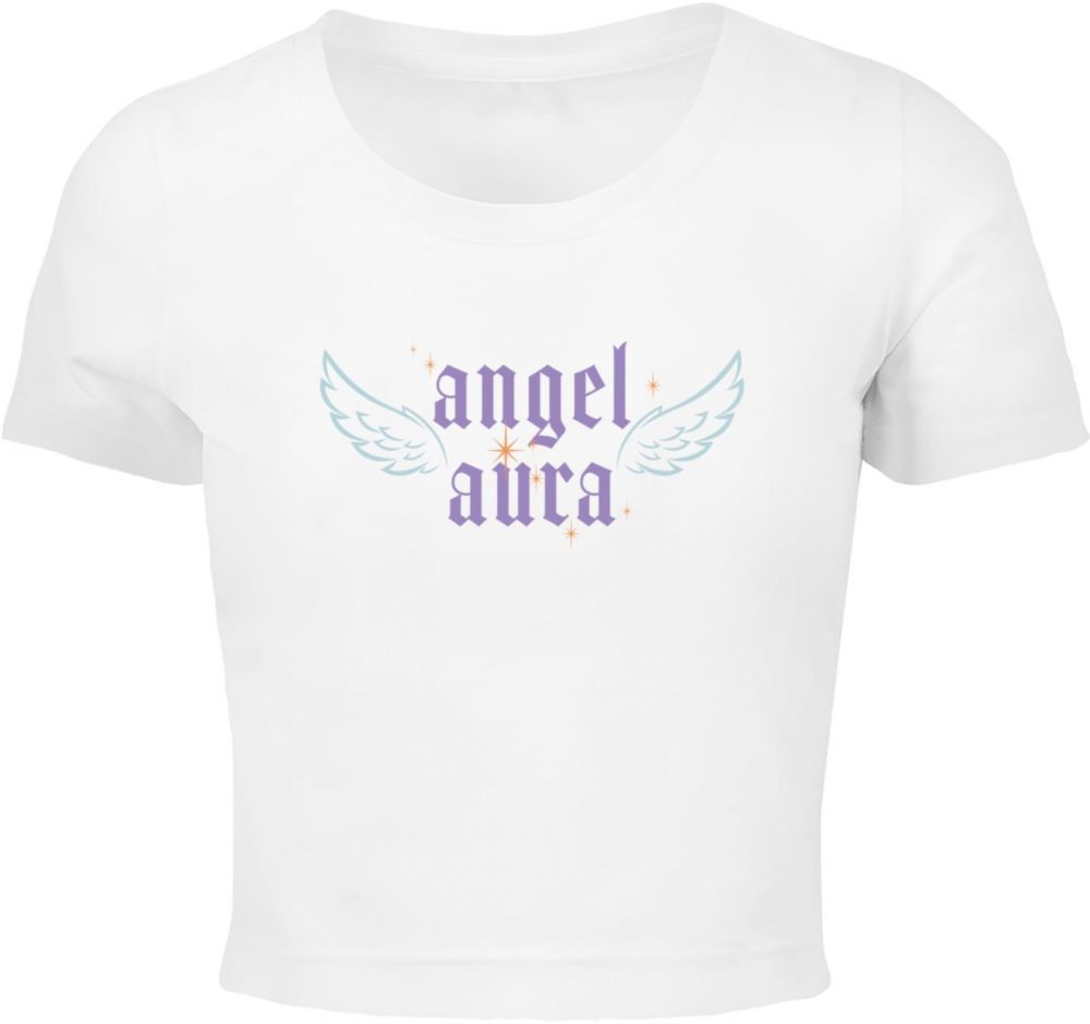Women's short T-shirt Angel Aura white
