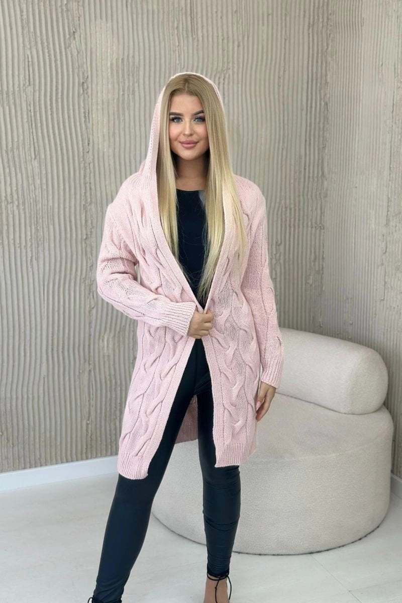 Light powder pink hooded cardigan