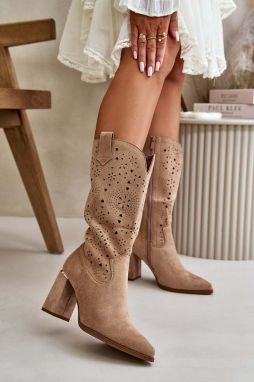 Openwork Ankle Boots With Pointed Toe Eco Suede Dark Beige Nevithra