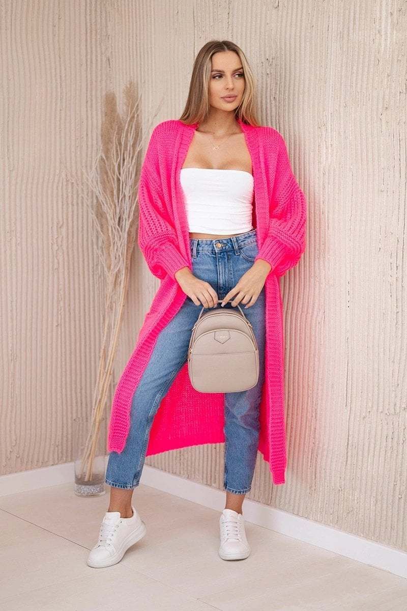 Sweater with pockets pink neon