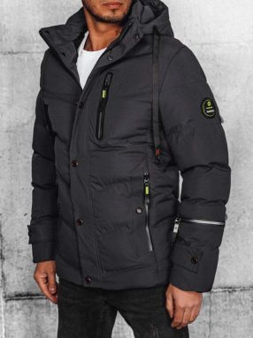 Men's dark grey quilted winter jacket Dstreet