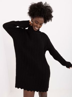 Black knitted dress with long sleeves