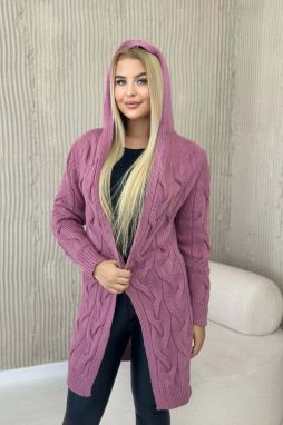 Hooded cardigan dark pink