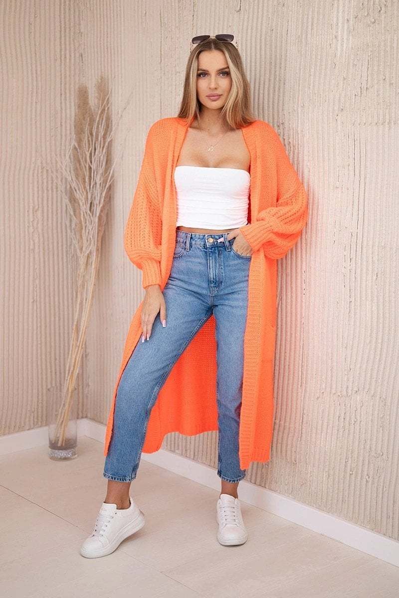 Sweater with pockets in neon orange