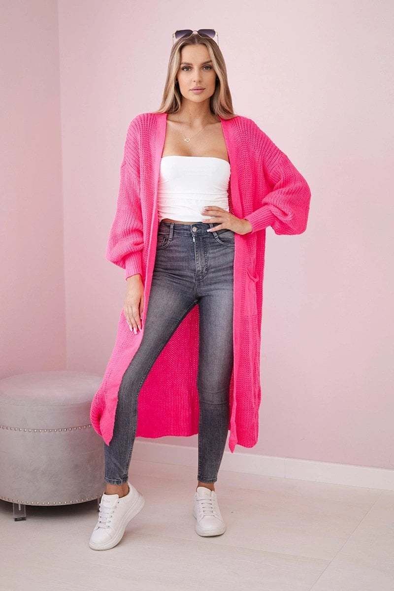 Long cardigan pink neon sweater
