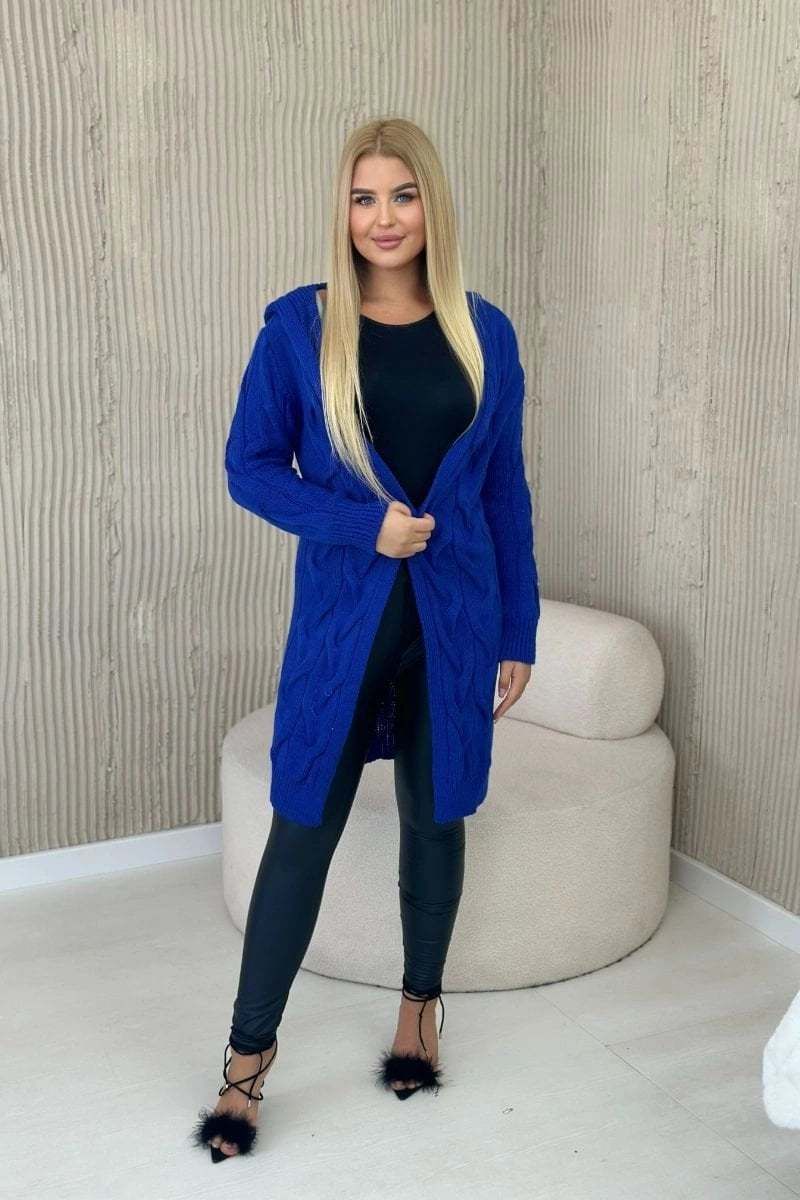 Hooded cardigan cornflower blue