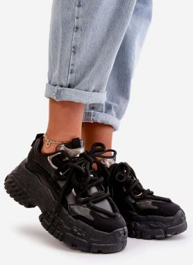Women's sneakers on a solid sole black Nevela