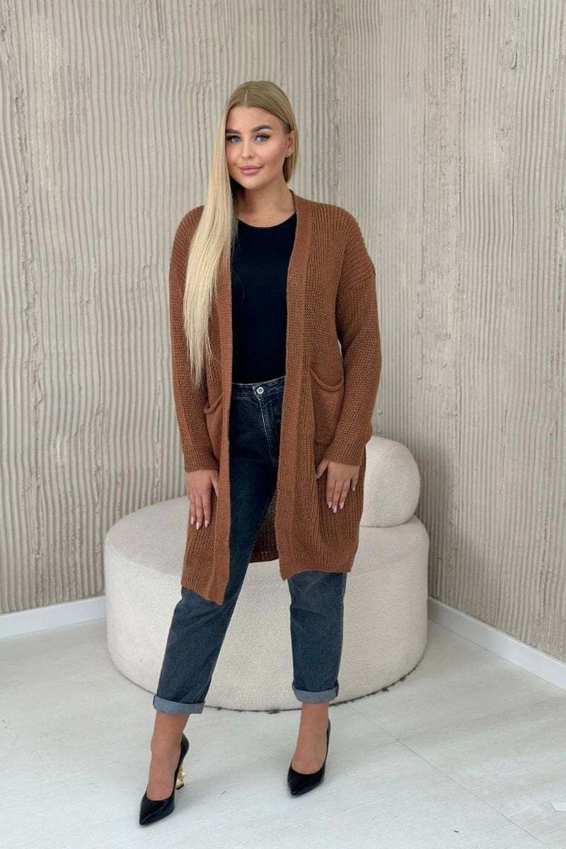 Cardigan with camel pockets