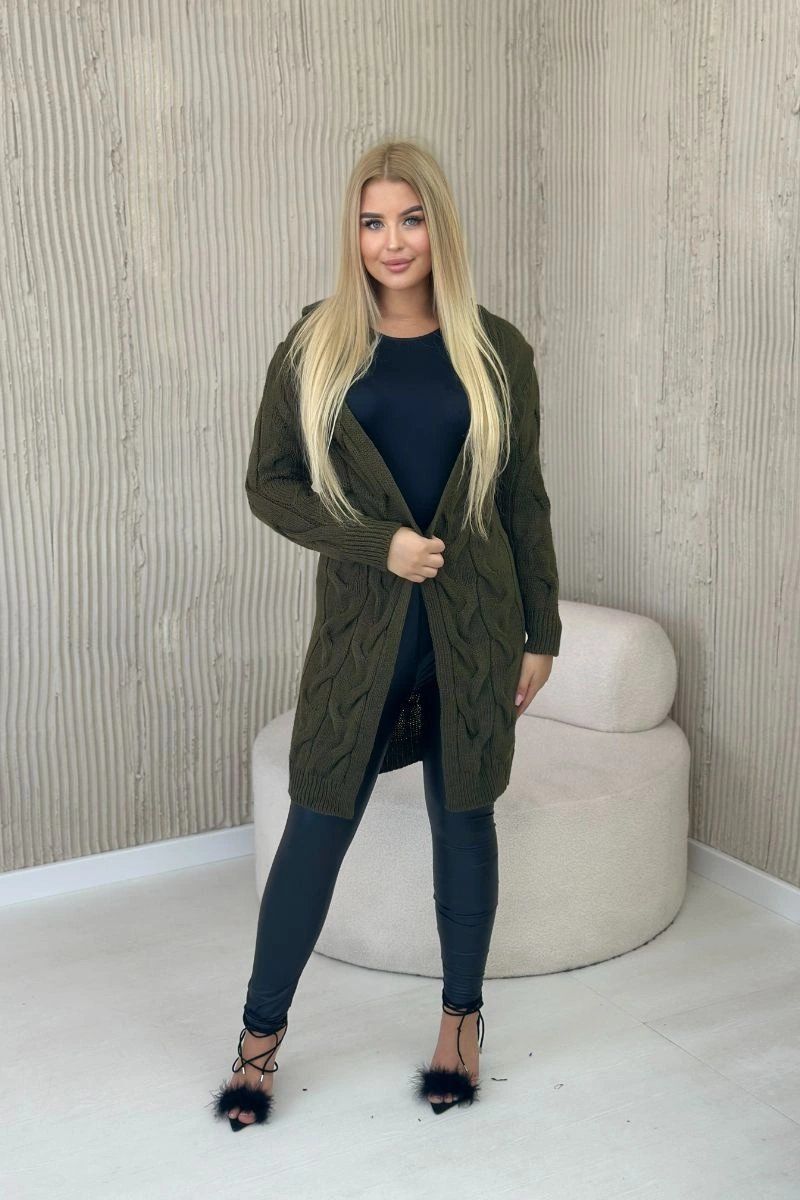 Khaki hooded cardigan