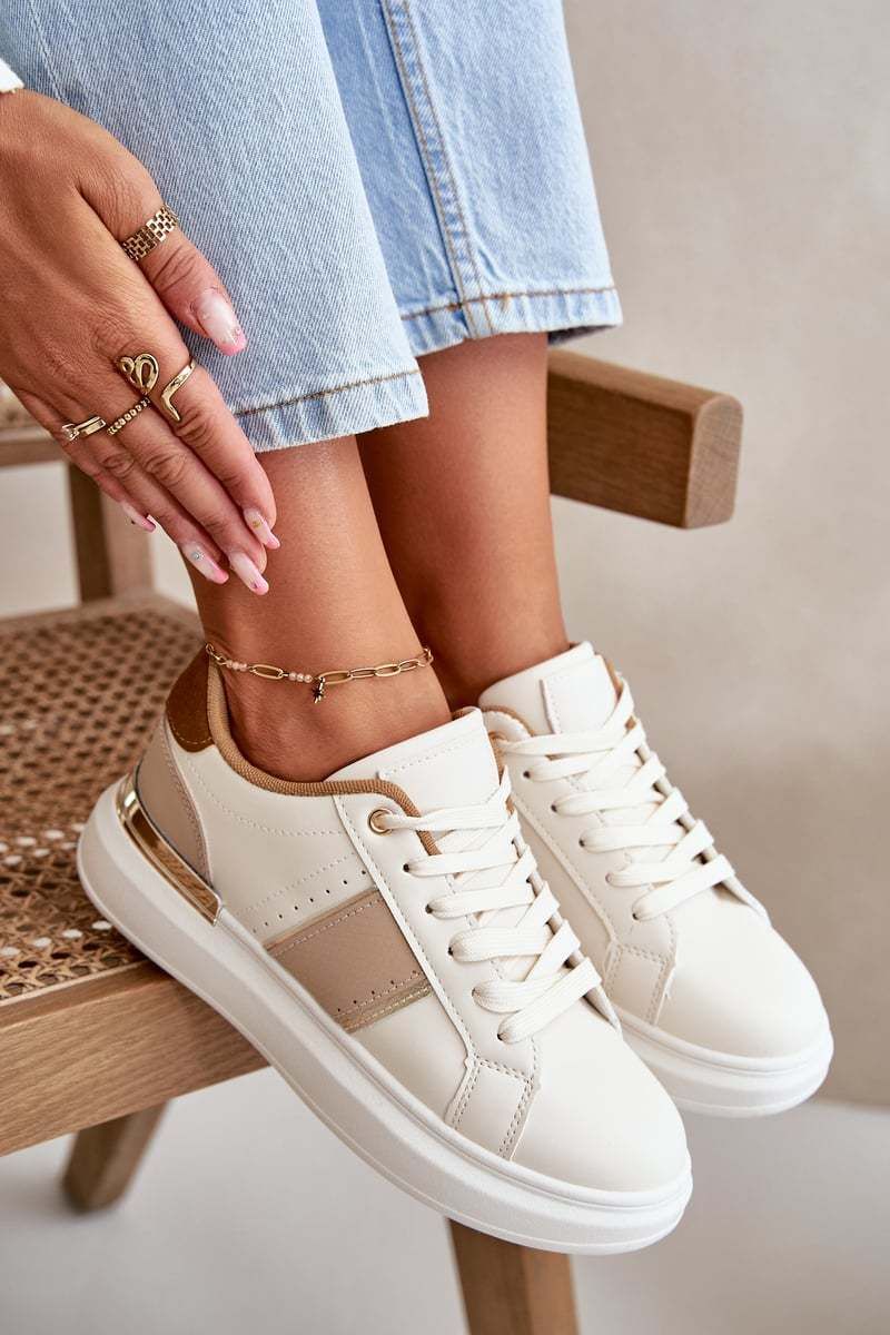 Modern women's platform sneakers made of eco leather brown Nevisase