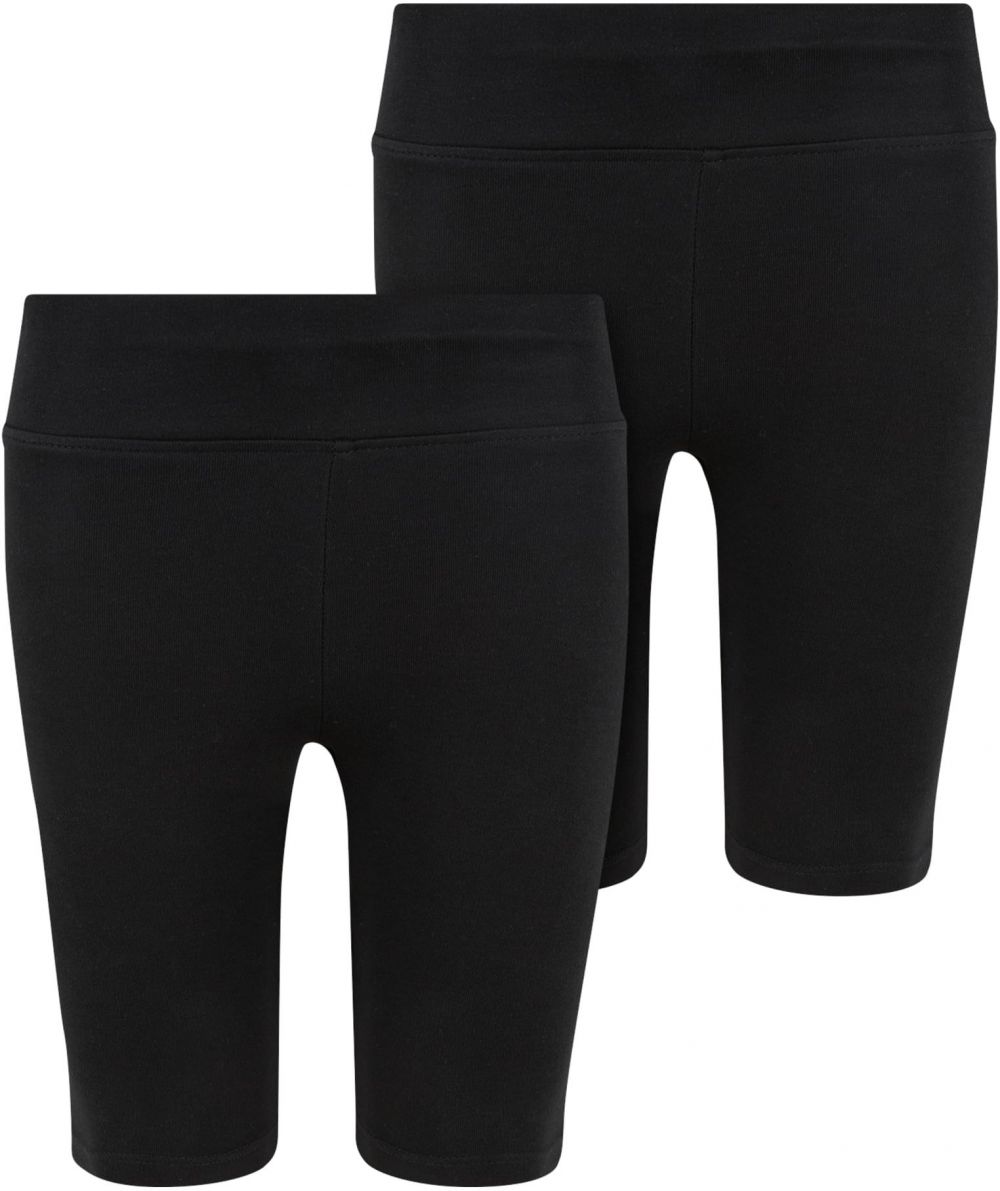 Girls' High Waist Cycling Shorts 2-Pack Black+Black