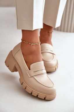 Women's low-heeled ankle boots made of eco-leather beige Menloa