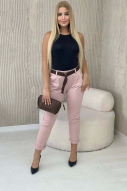 Punto trousers with belt powder pink