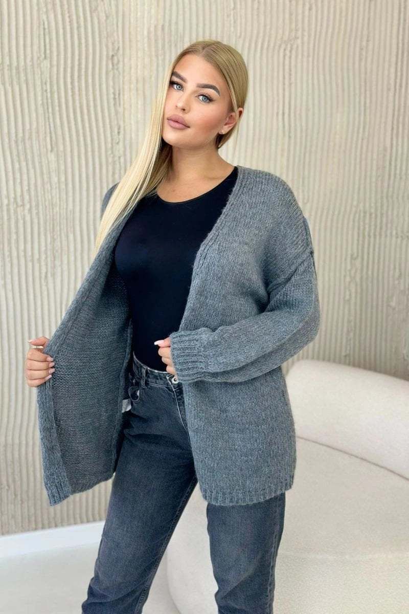 Sweater with mohair cardigan graphite