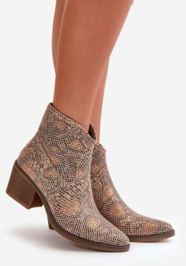 Cowboy women's boots with zip Animal pattern gold merisine