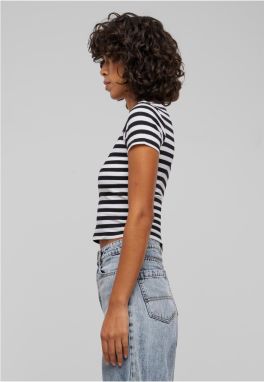 Women's short T-shirt with stripes white/black