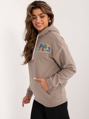 Dark beige kangaroo sweatshirt with SUBLEVEL print