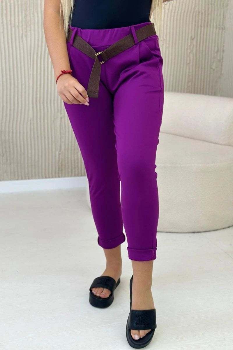 Punto Milano winter pants with belt dark purple