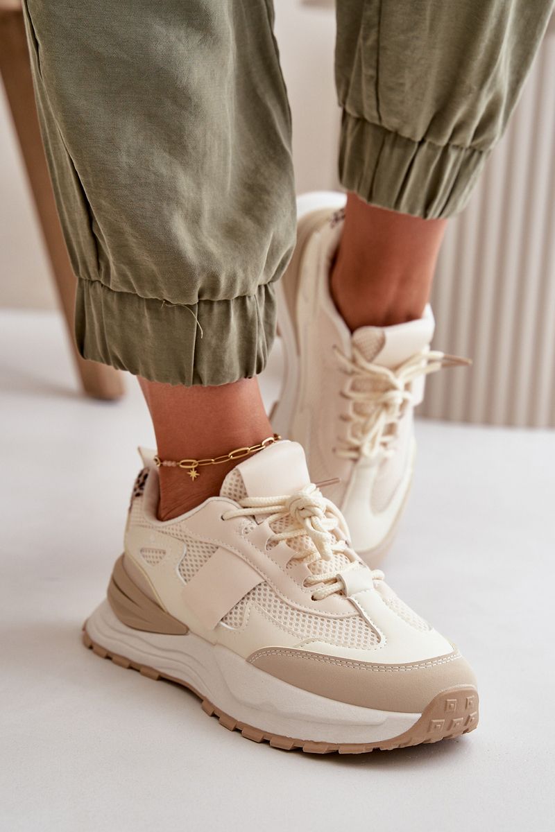 Women's platform sneakers beige Nevelaine