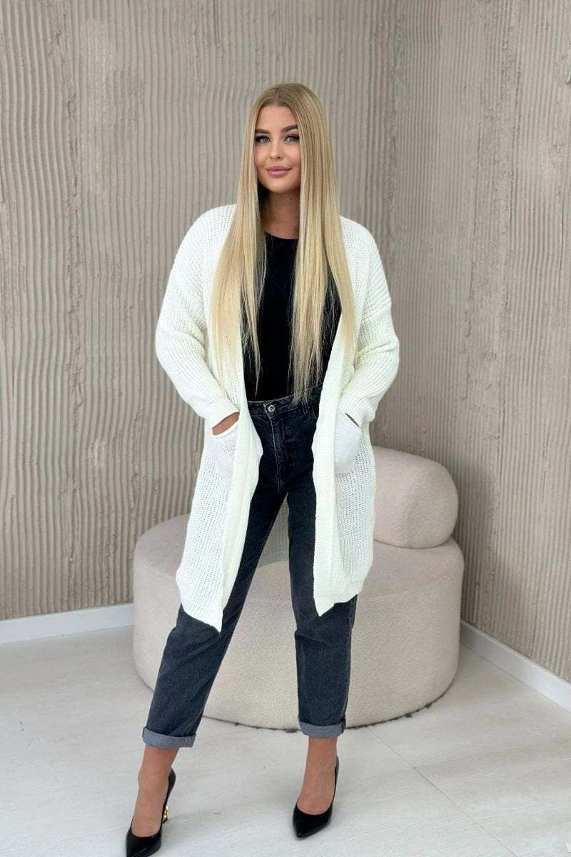Cardigan with pockets cream