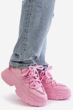Women's sneakers on a solid sole - pink Nevela