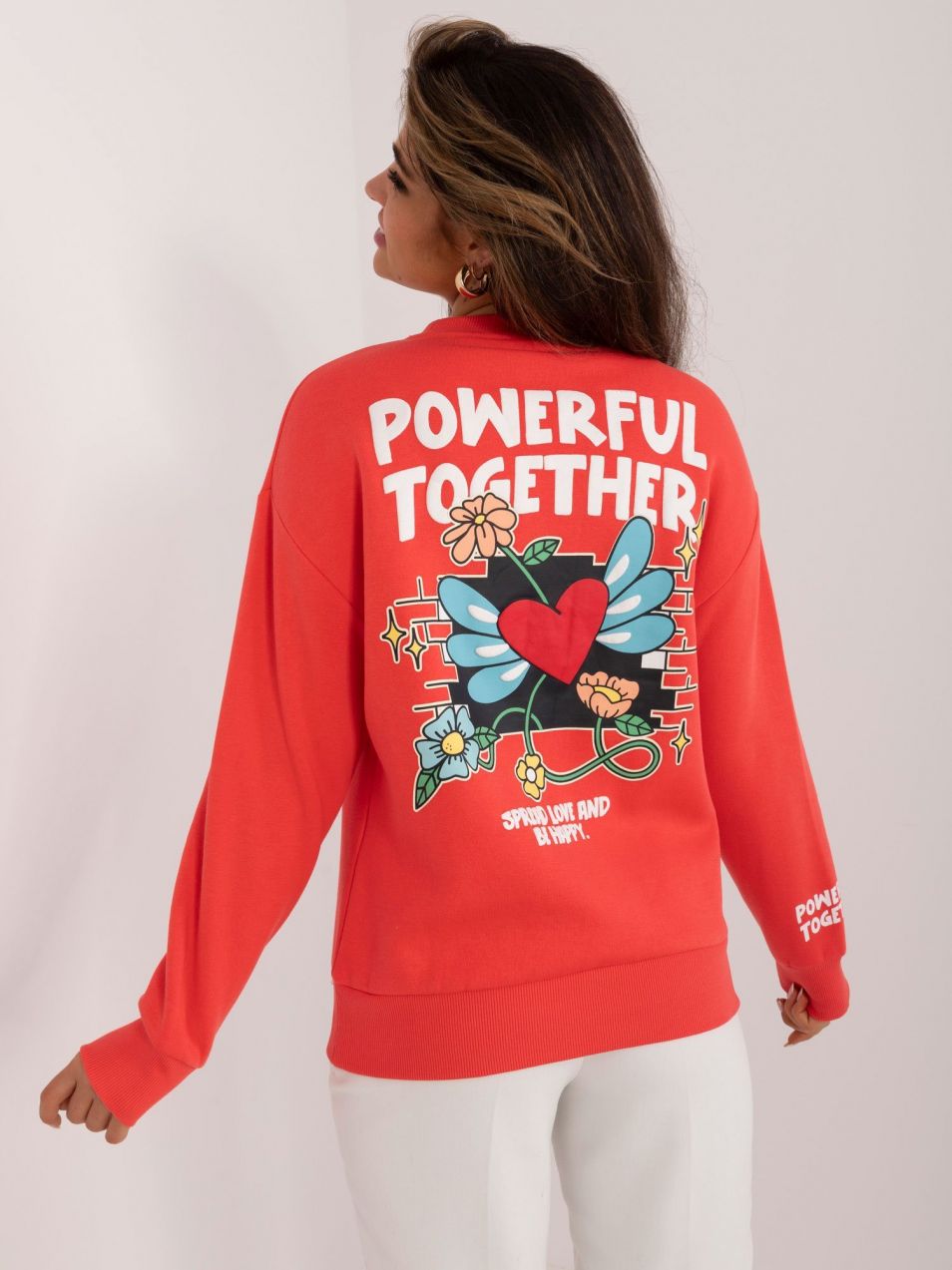 Women's cotton coral sweatshirt with SUBLEVEL print