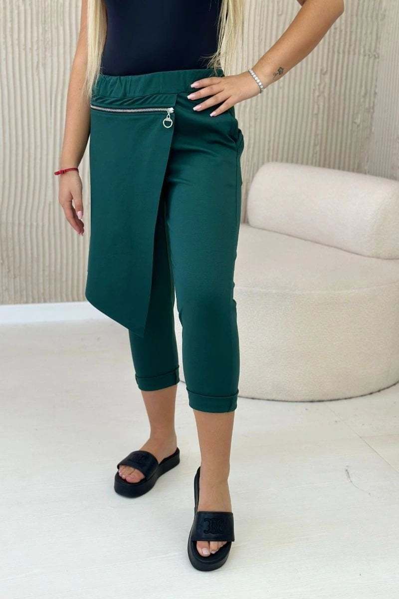 Punto Milano winter trousers with decorative zip dark green
