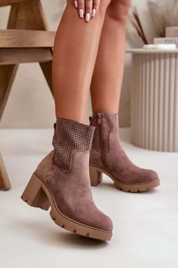 Women's ankle boots with zip eco suede brown Rashmi