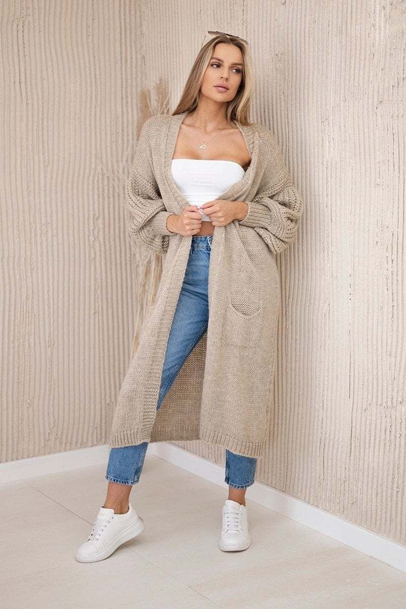 Sweater with pockets, dark beige