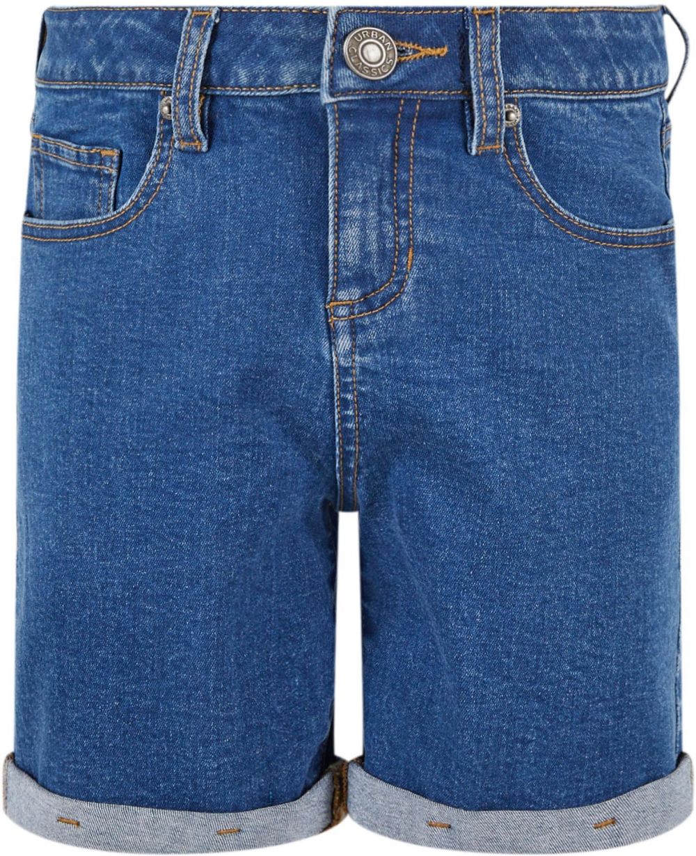 Girls' Organic Stretch Denim Shorts with 5 Pockets Blue