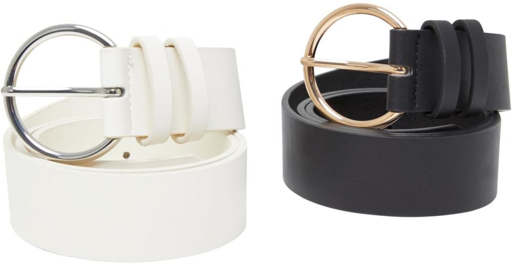 Basic PU Belt 2-Pack Cream + Black