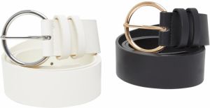 Basic PU Belt 2-Pack Cream + Black