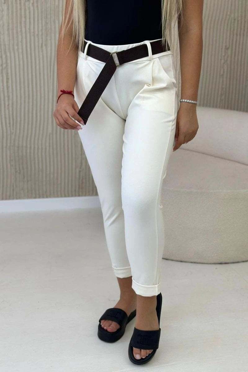 Punto Milano winter pants with belt light beige
