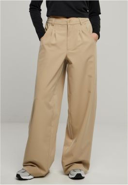 Women's trousers with ultra-wide pleating at the front sand beige