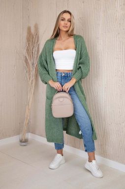 Sweater with pockets in dark mint color
