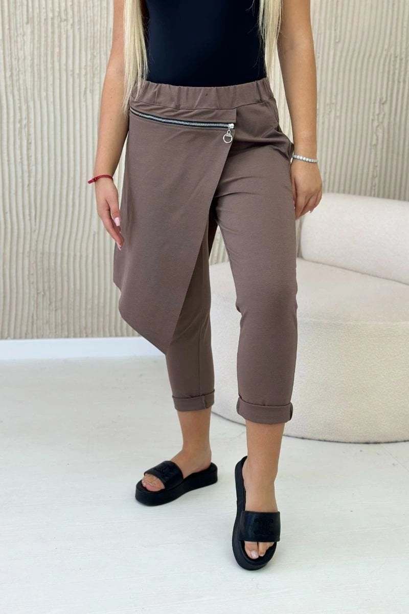 Punto Milano winter pants with fango decorative zipper