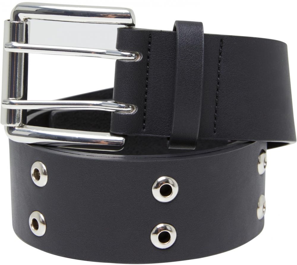 Double Eyelet PU Belt Black