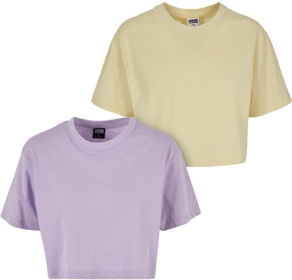 Women's short oversized t-shirt 2-pack lilac+yellow