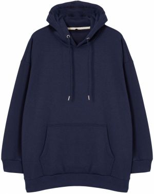 Trendyol Plus Size Navy Blue Oversize/Wide Cut Text Printed Sweatshirt