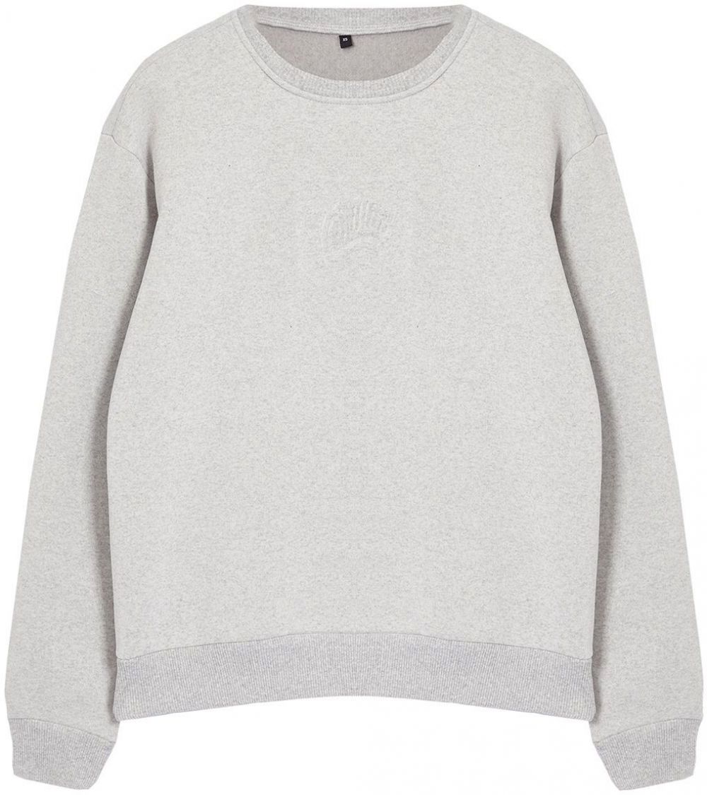 Trendyol Gray Melange Oversize/Wide Cut Embossed Text Printed Sweatshirt